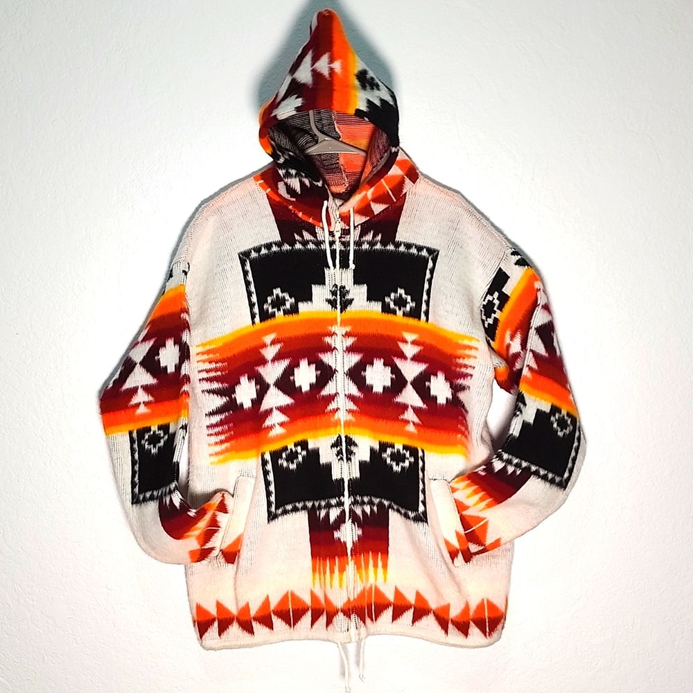 Ecuadorian Handmade 100% Wool Zip Hoodie...Showstopper!